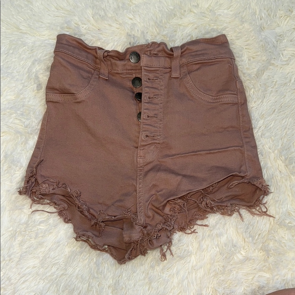 Women's Mauve Distressed Shorts